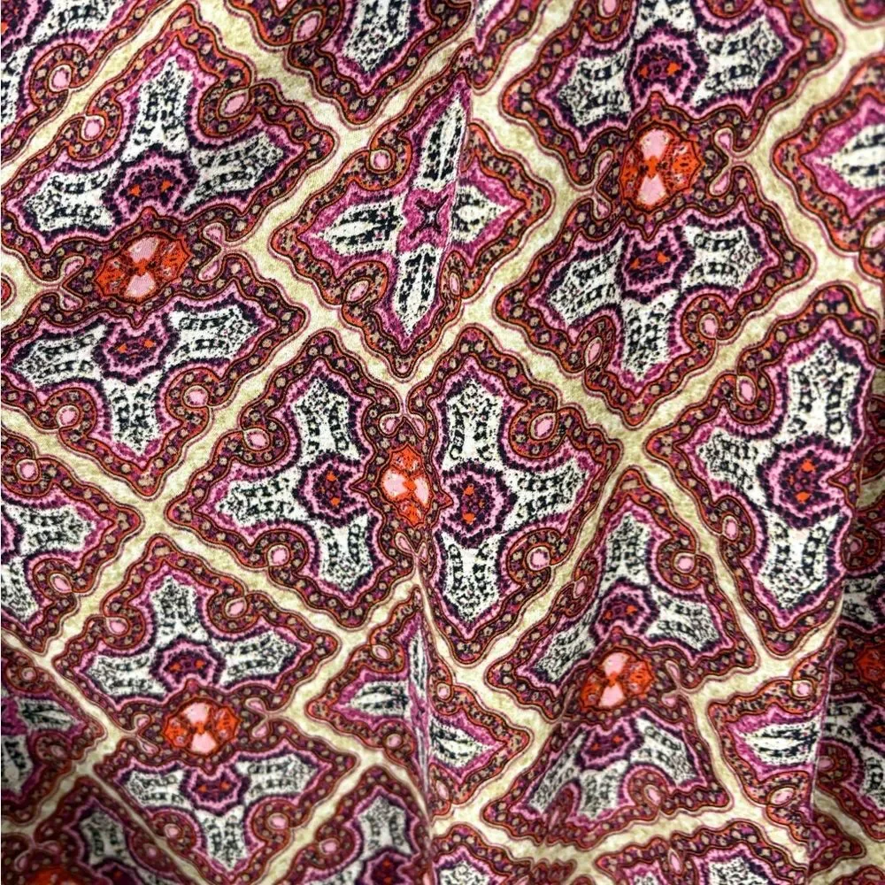 Laundry by Shelli Segal Tunic Top Adjustable Waist Boho Geometric Bishop Sleeve
